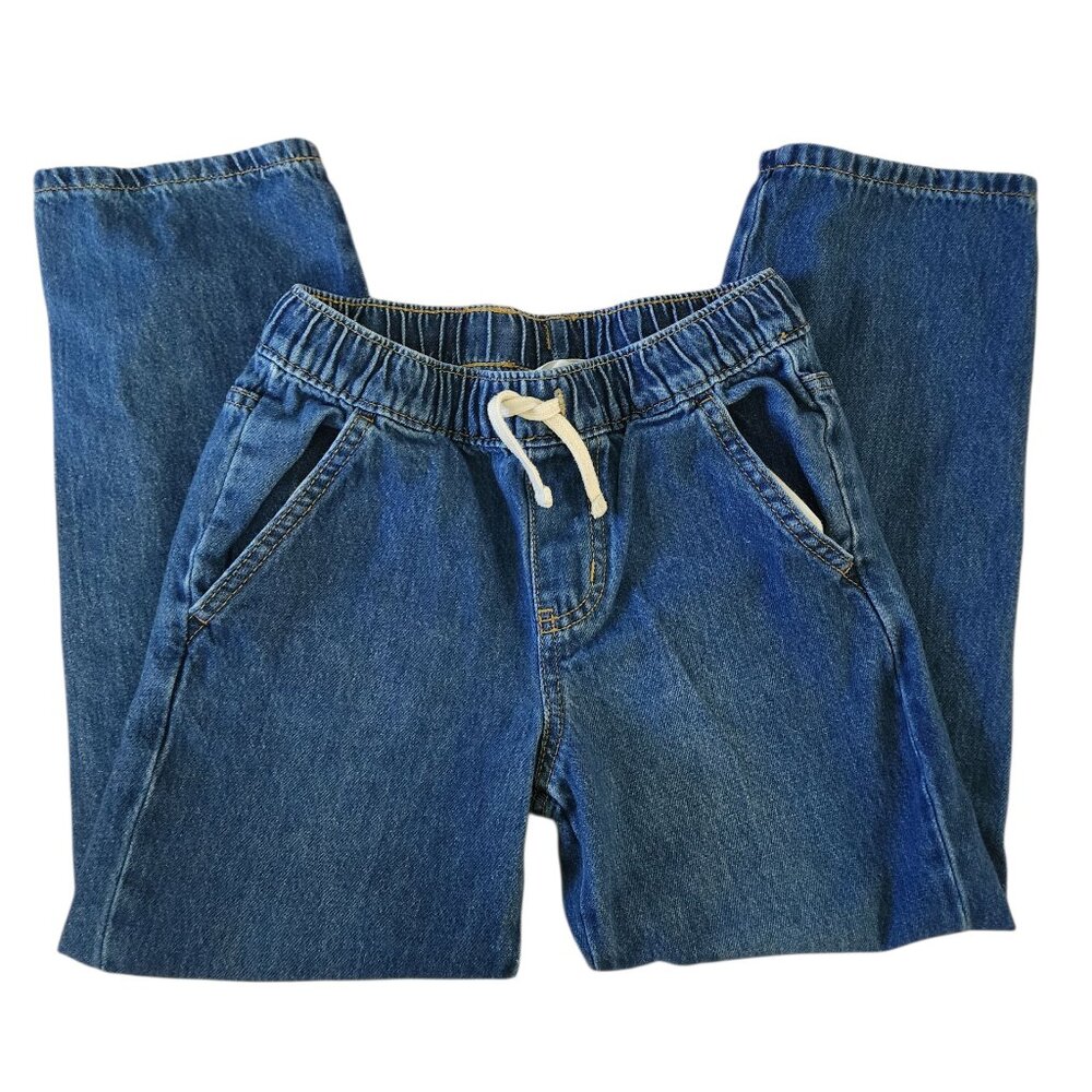 Cat & Jack Straight Leg Pull on Jeans with Tie Boy Size 8